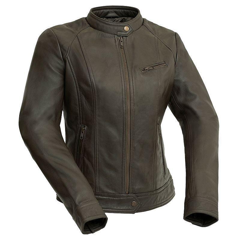 Womens Whet Blu Leather Moto Jacket Lt Brown Product Image