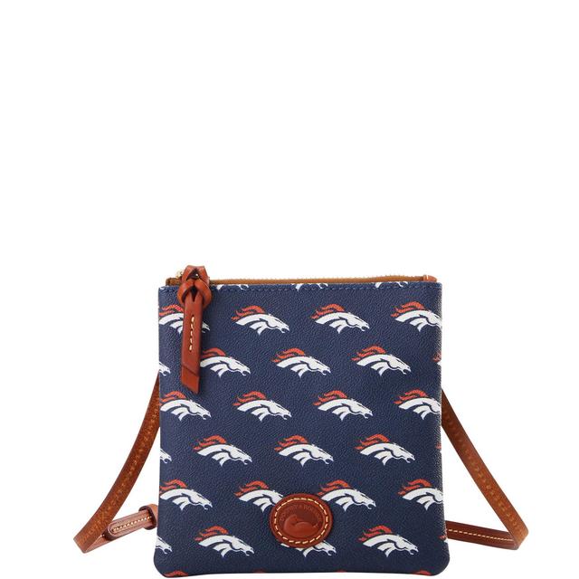 Dooney & Bourke Womens NFL Broncos Small North South Top Zip Crossbody Coated Cotton Shoulder Bag in Navy Product Image