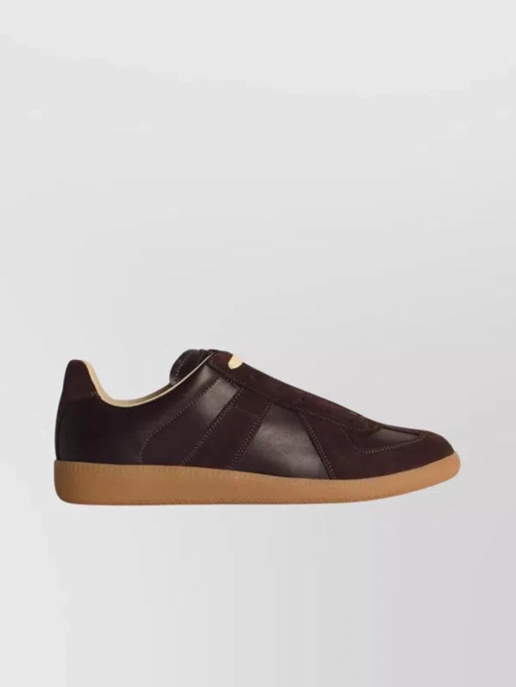 Replica Leather Sneakers In Marrón Product Image