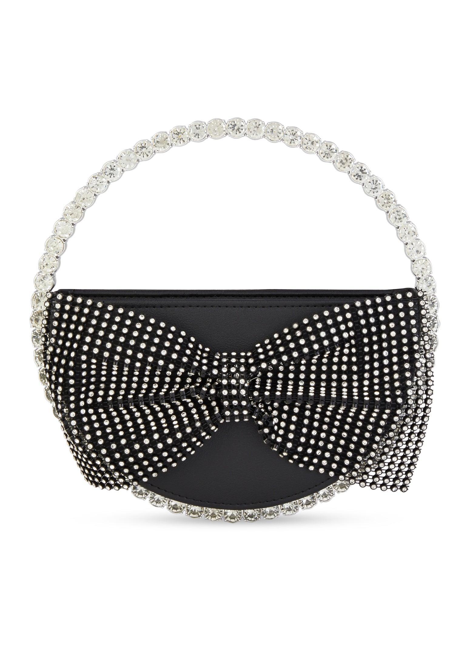 Bow Detail Rhinestone Handle Clutch Female Product Image