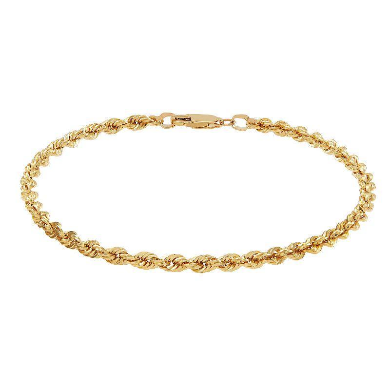 Everlasting Gold 14k Gold Hollow Glitter Rope Bracelet, Womens Product Image