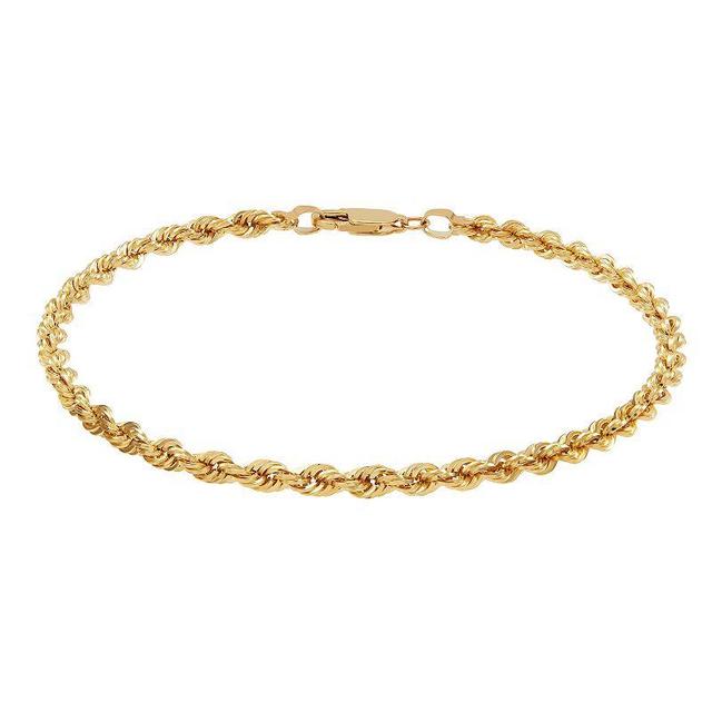 Everlasting Gold 14k Gold Hollow Glitter Rope Bracelet, Womens Product Image