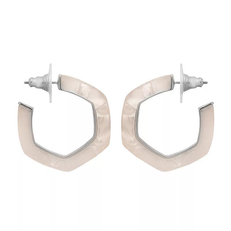 Emberly Silver Tone Multi Color Geometric Hoop Earrings, Womens Product Image