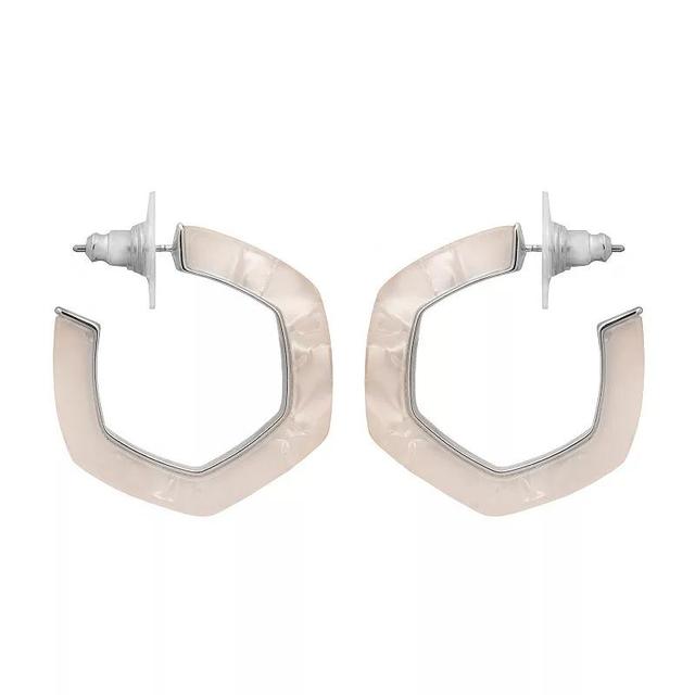 Emberly Silver Tone Multi Color Geometric Hoop Earrings, Womens Product Image