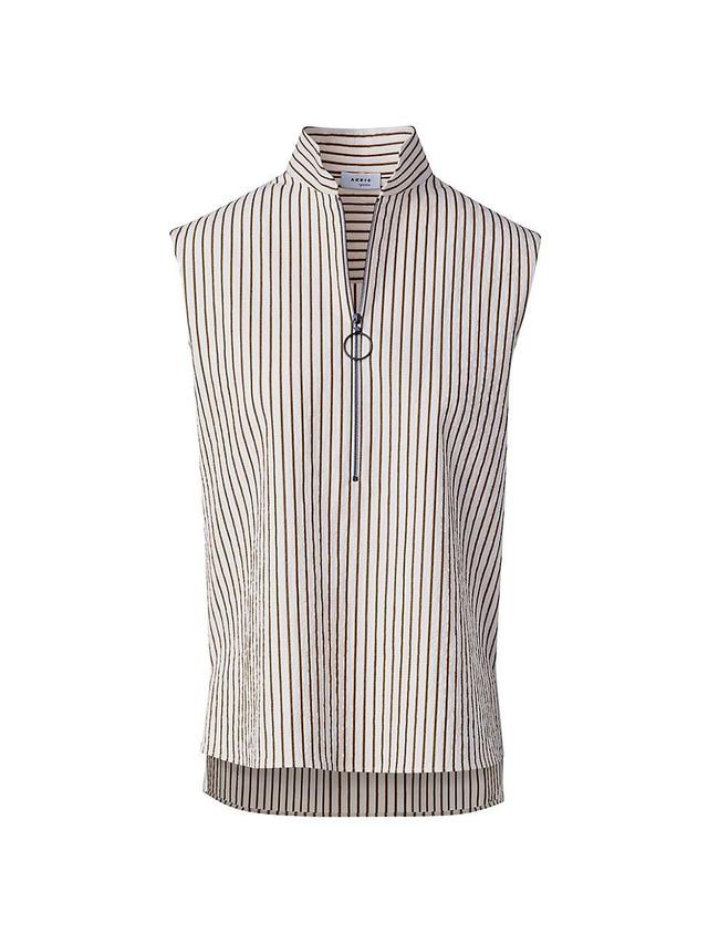 Womens Pinstripe Zip-Front Blouse Product Image