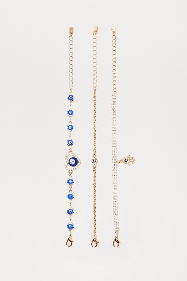 Good Energy Only 3 Piece Bracelet Set - Gold/Blue Product Image