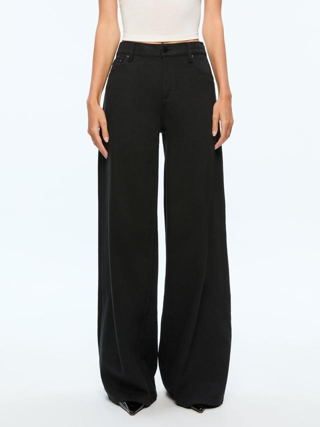 ALICE AND OLIVIA Harper Mid Rise Super Baggy Jean In Black Product Image