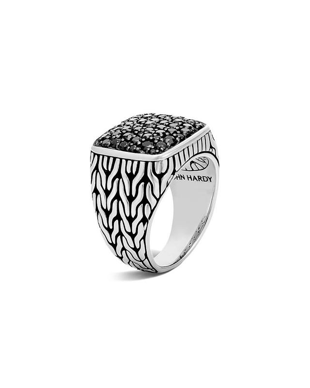 Mens Sterling Silver & Black Sapphire Ring Product Image