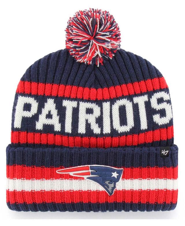 Mens Navy New England Patriots Bering Cuffed Knit Hat with Pom Product Image