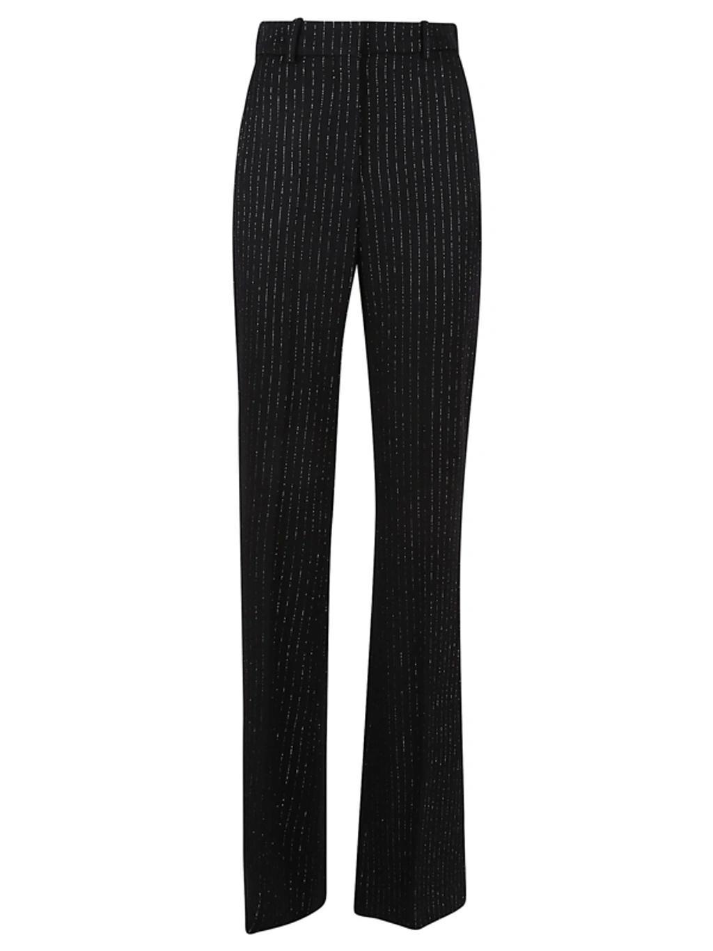 Embroidered Wool Tuxedo Pants In Black Product Image