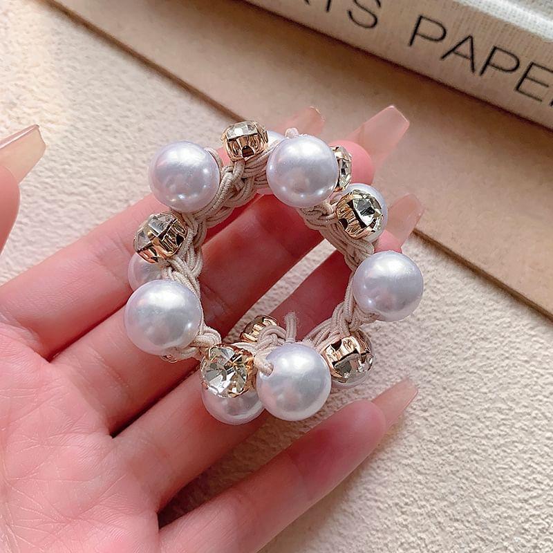 Faux Pearl Rhinestone Hair Tie Product Image