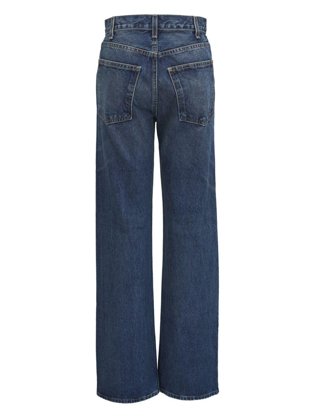 NILI LOTAN Whiskering Effect Mid-rise Straight-legged Jeans In Blue Product Image