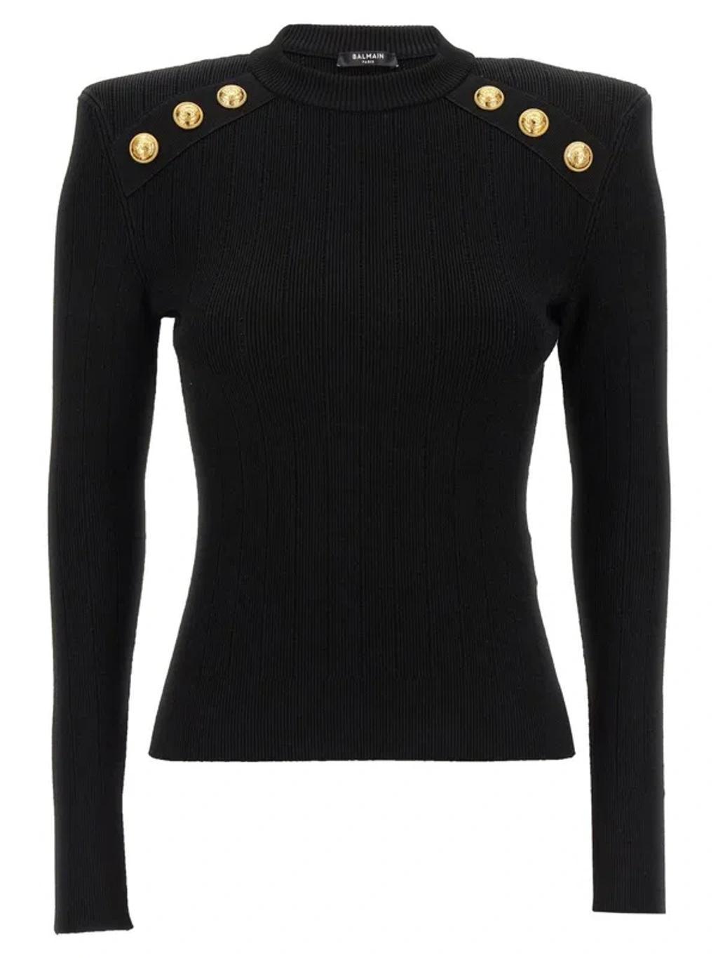 Logo Button Sweater Sweater, Cardigans In Black Product Image