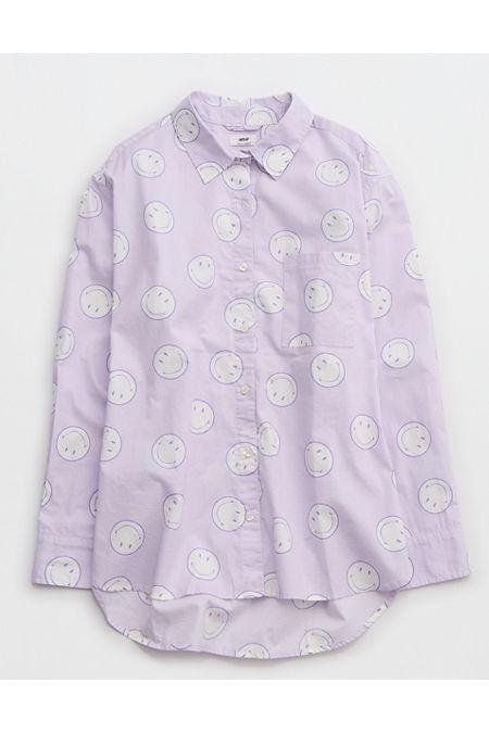 Aerie Smiley Poplin PJ-to-Party Shirt Women's Product Image