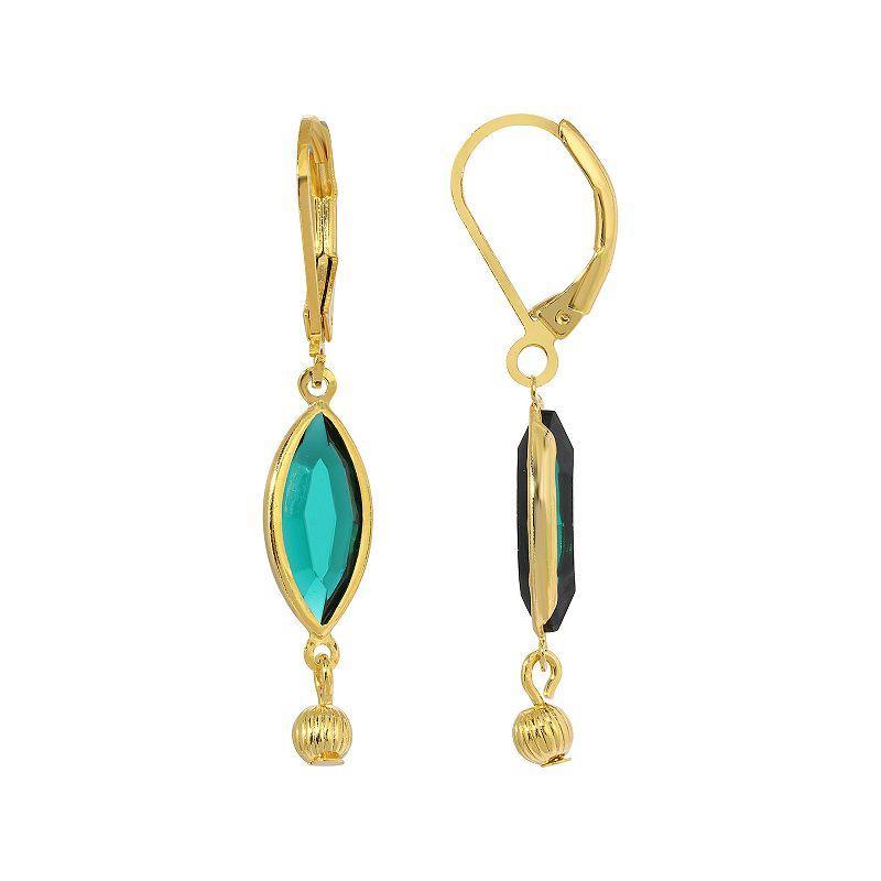 1928 Simulated Crystal Oval Drop Earrings, Womens, Green Product Image