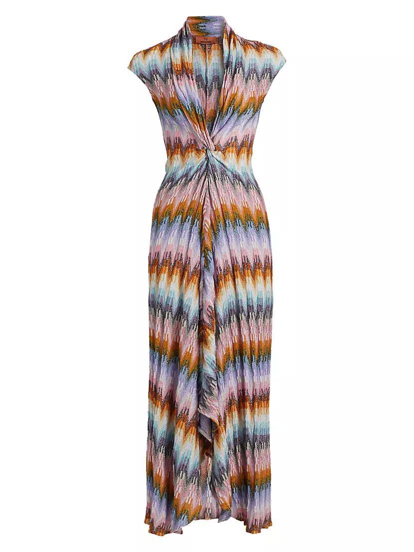 Shimmer-Knit Plunging Midi-Dress product image