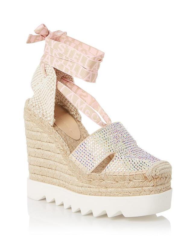 Stella McCartney Womens Gaia Embellished Platform Espadrille Wedge Sandals Product Image