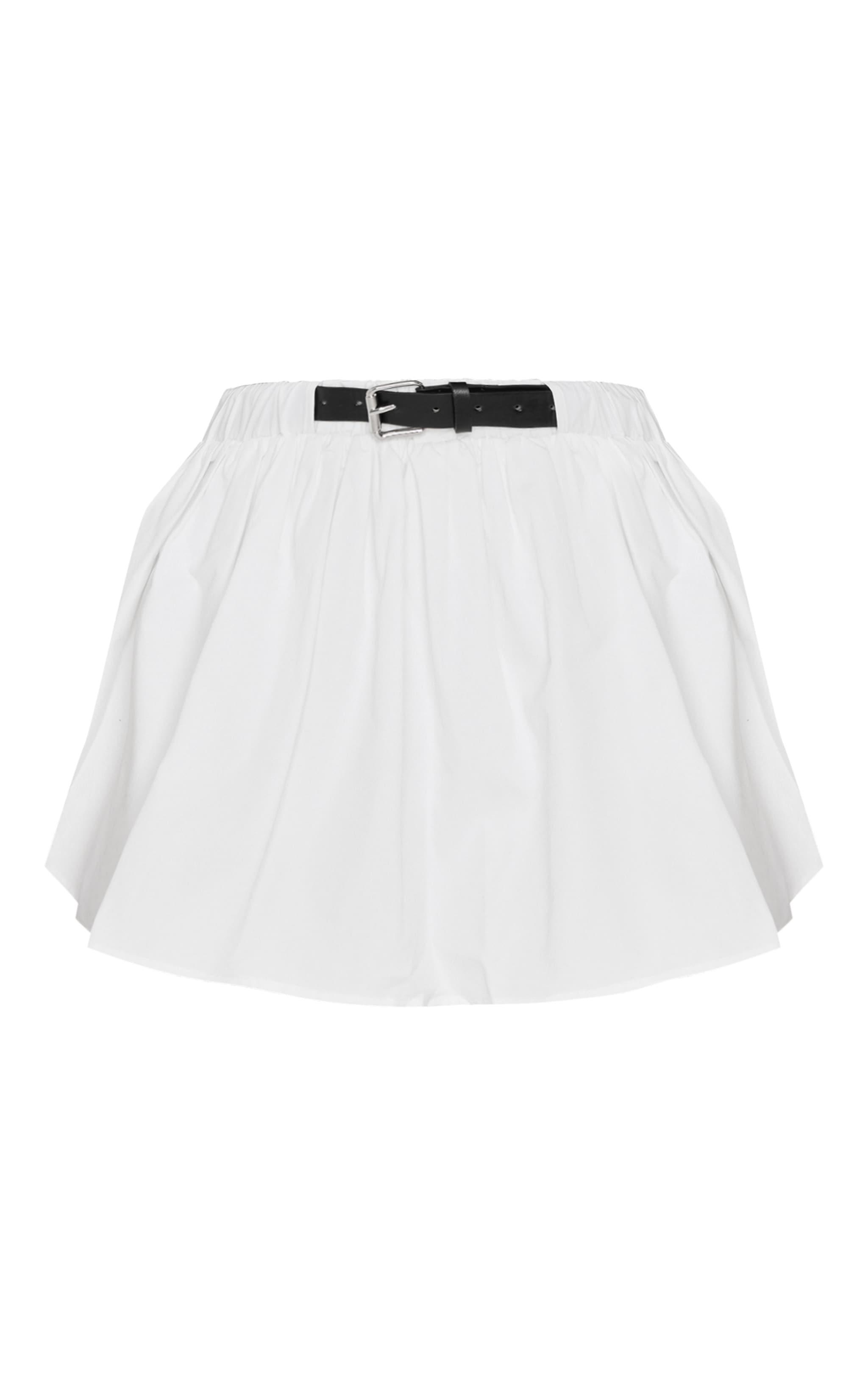 White Cotton Poplin Frill Belt Detail Bloomers Product Image