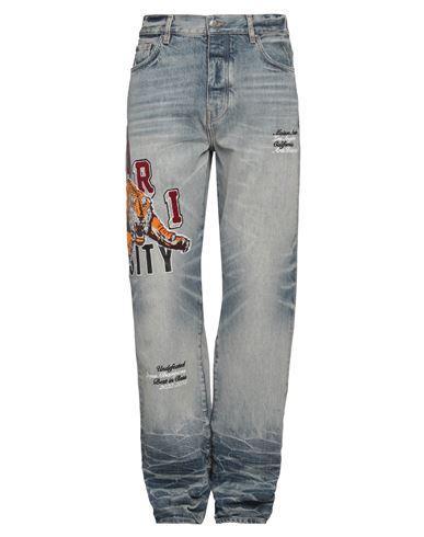 AMIRI Man Jeans Blue Size 34 Cotton, Ovine Leather Product Image