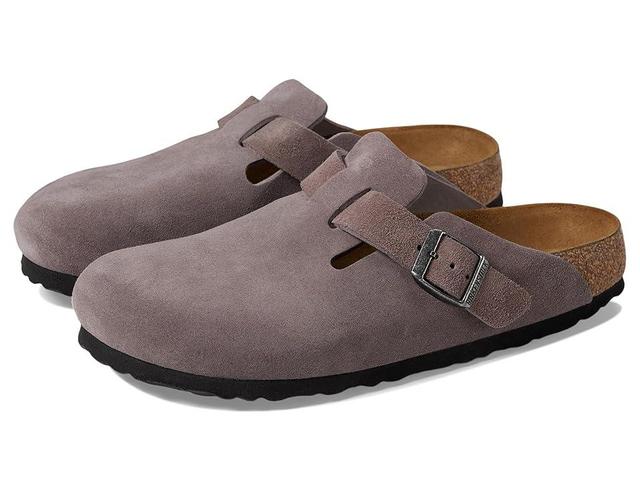 Birkenstock Boston Soft Footbed - Suede (Faded Purple) Women's Clog/Mule Shoes Product Image