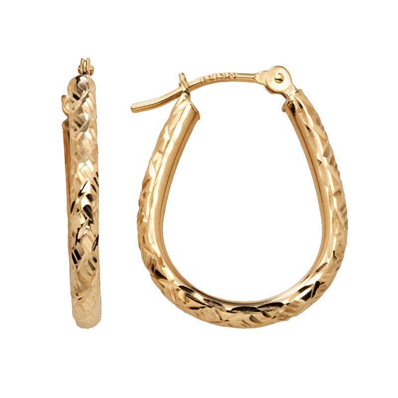 10k Gold Twist U-Hoop Earrings, Womens, Yellow Product Image