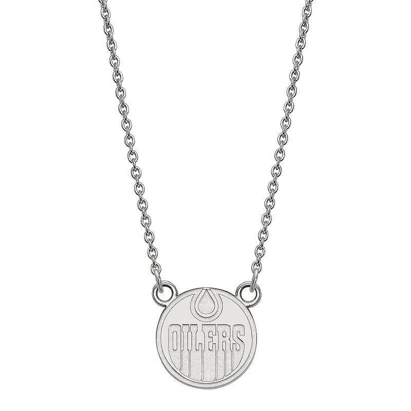 LogoArt Sterling Silver Edmonton Oilers Small Logo Pendant Necklace, Womens Product Image