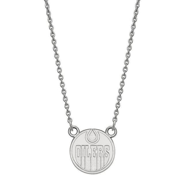 LogoArt Sterling Silver Edmonton Oilers Small Logo Pendant Necklace, Womens Product Image