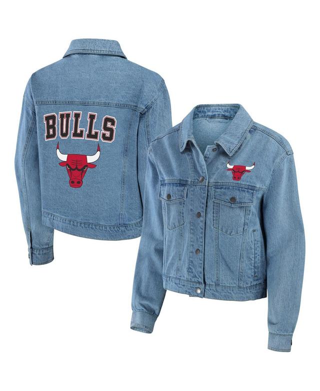 Womens WEAR by Erin Andrews Chicago Bulls Full-Snap Denim Jacket Turquoise A Product Image