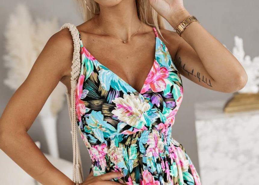 Spaghetti Strap Floral A-Line Sundress Product Image