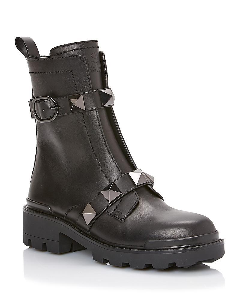 Valentino Garavani Womens Roman Stud Combat Boots with Studs Product Image