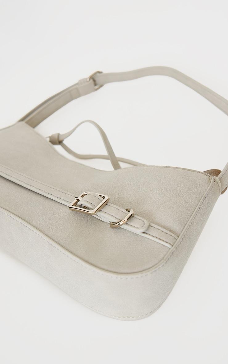 Grey Faux Suede Strap Buckle Shoulder Bag Product Image