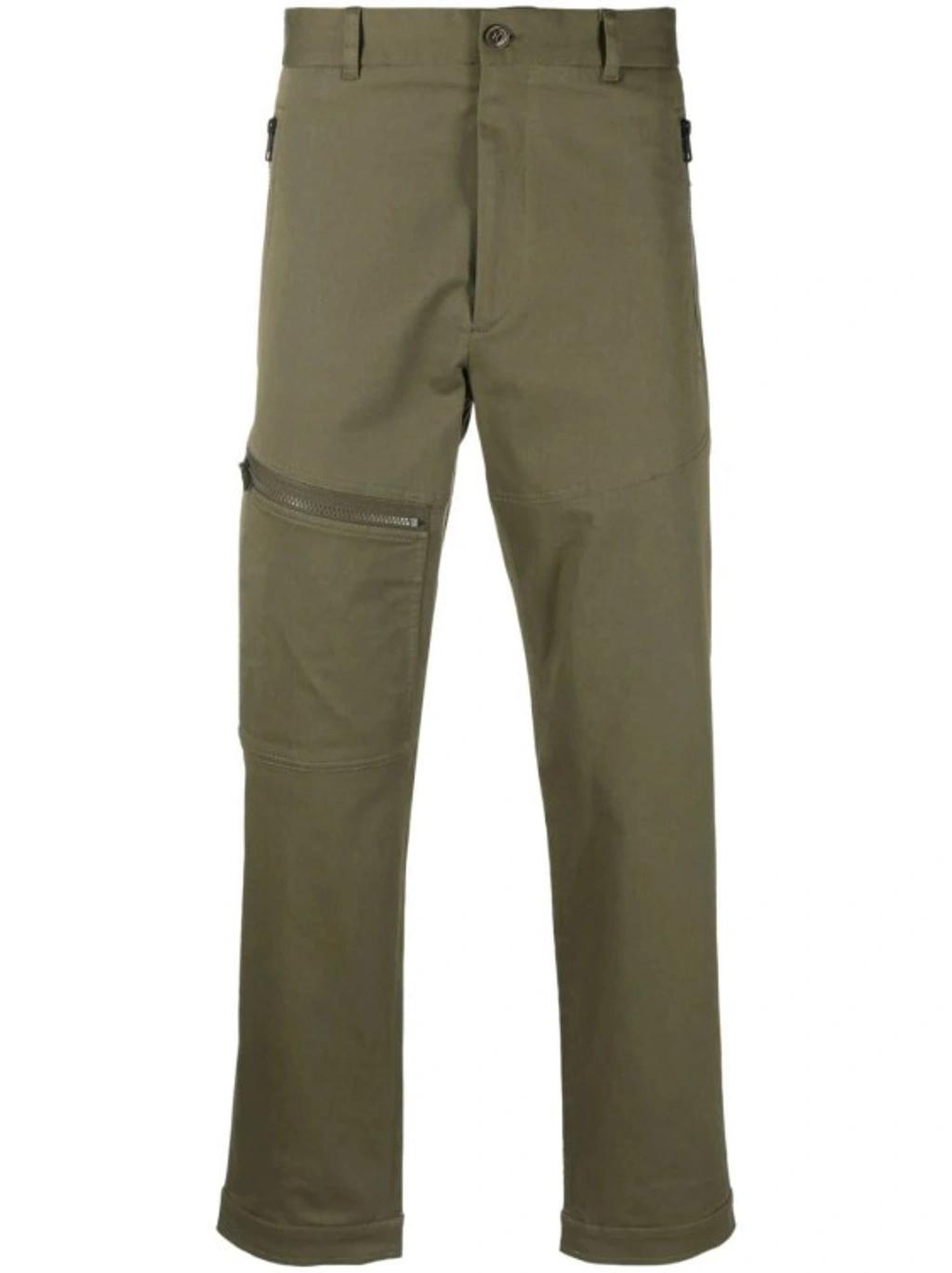 Logo-patch Straight-leg Trousers In Green Product Image