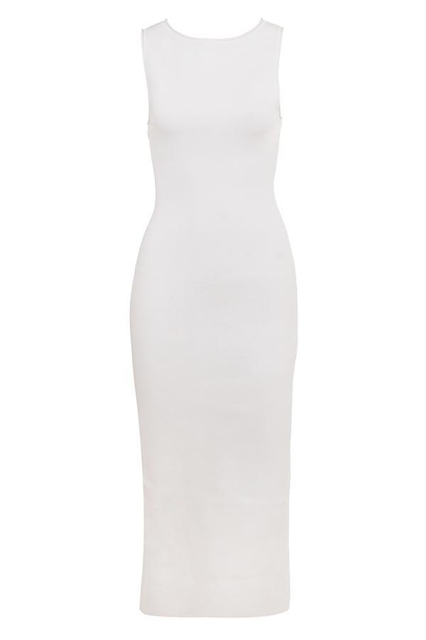 Noli White Stretch Knit Maxi Dress Product Image