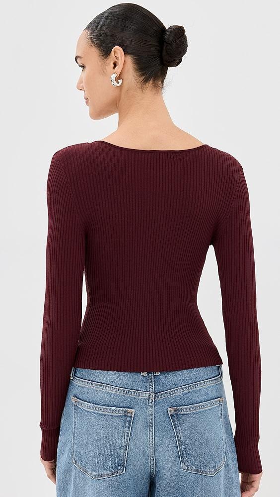 Good American Virgo Rib Zip Front Sweater | Shopbop Product Image