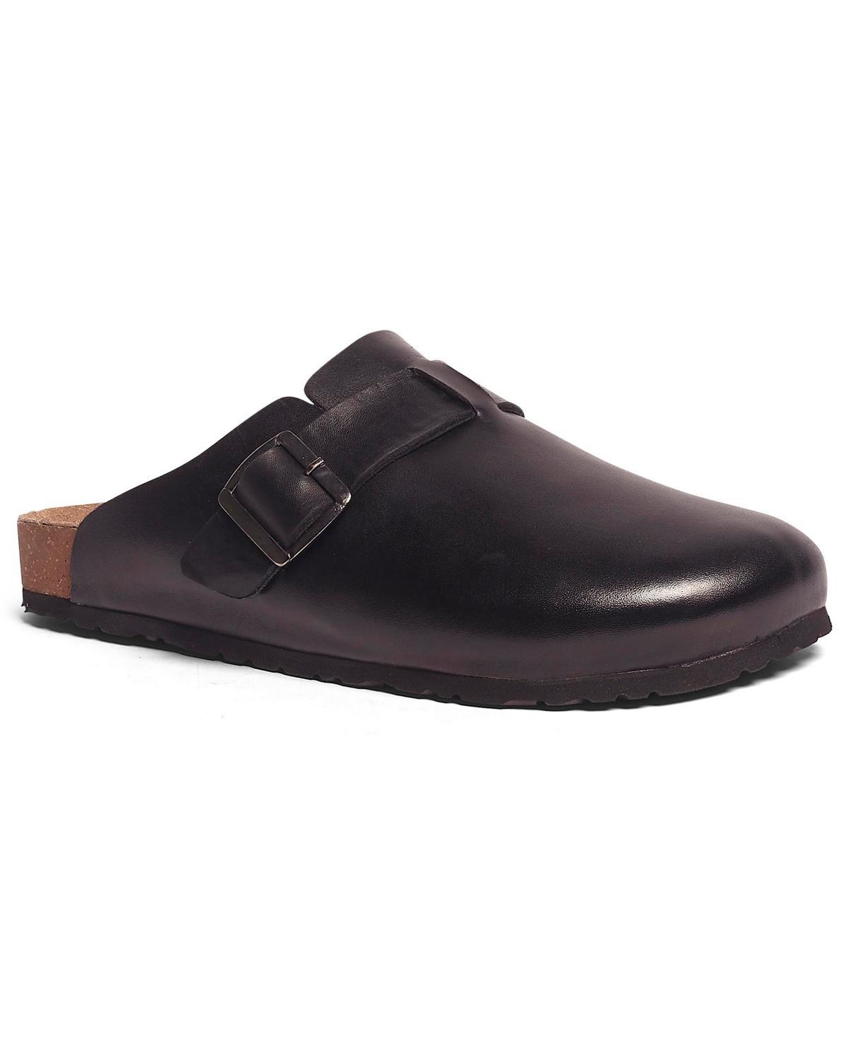 Anthony Veer Mens Leather Buckle Mules - Black Product Image