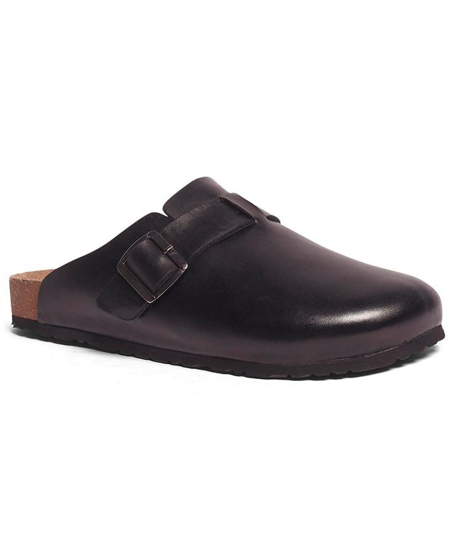 Anthony Veer Mens Leather Buckle Mules - Black Product Image