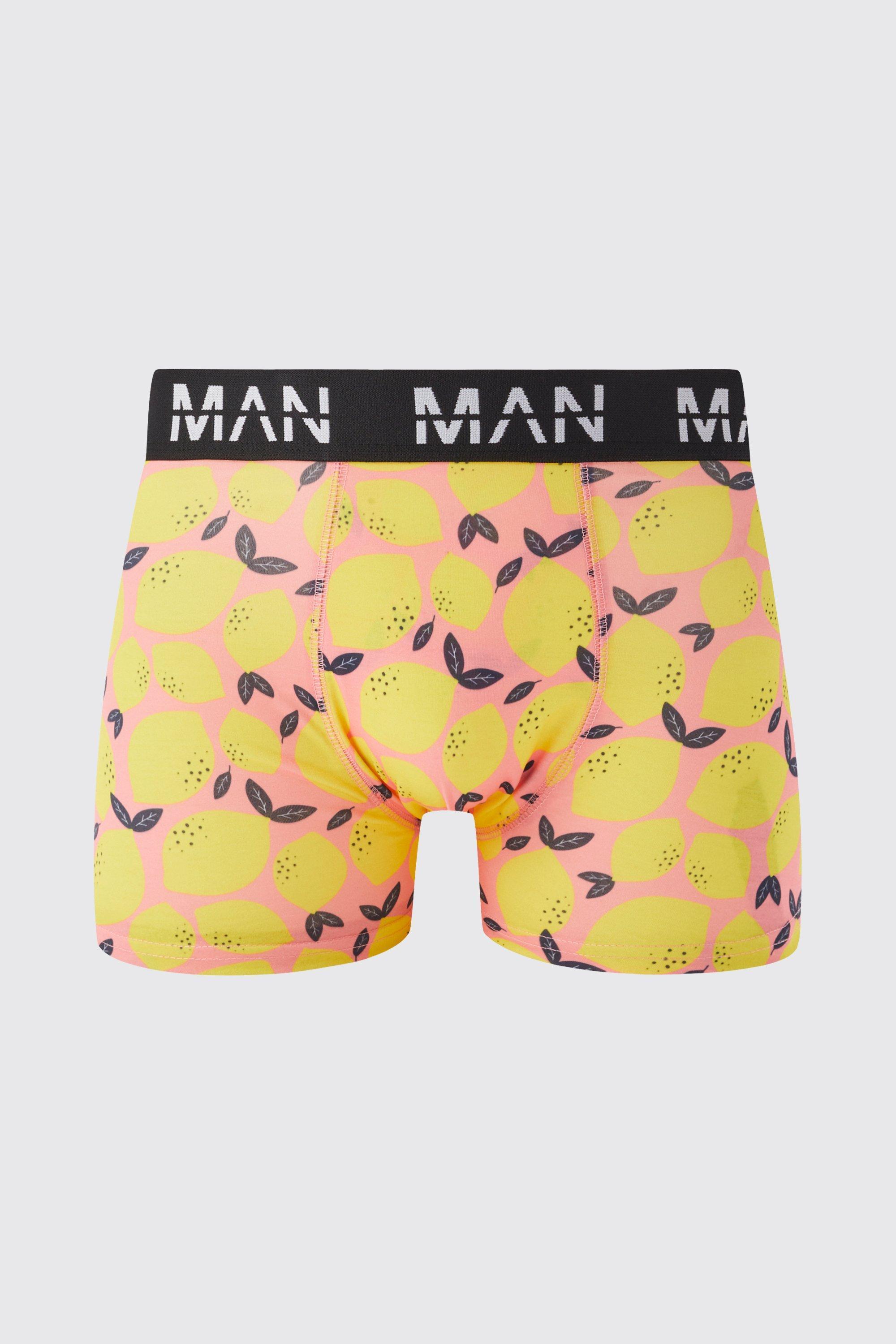 Man Lemon Print Boxers | boohooMAN USA Product Image