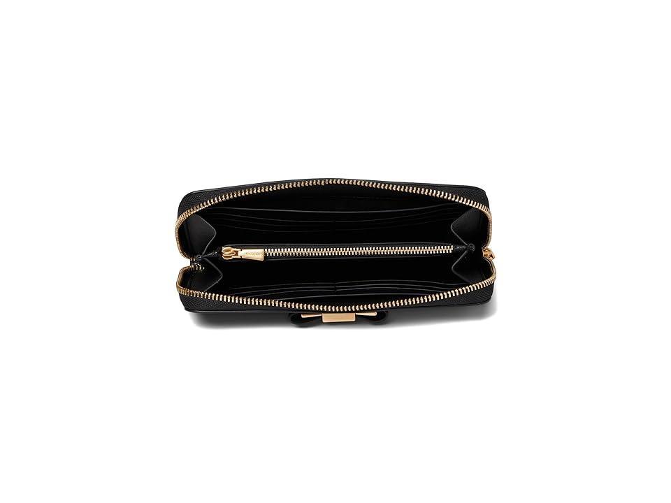 Womens Morgan Bow-Embellished Patent Leather Zip Continental Wallet Product Image