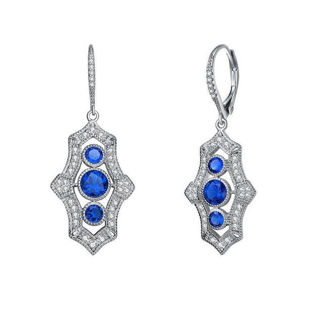 Sterling Silver Cubic Zirconia Leverback Drop Earrings, Womens Product Image