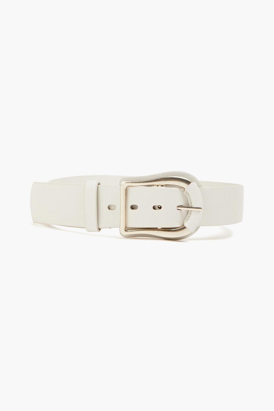 Wide Leather Belt In Ecru Product Image