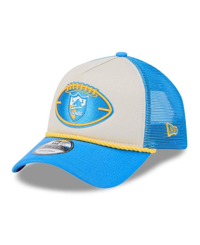 New Era Mens Stone Los Angeles Chargers 2024 Sideline Historic 9FORTY A-Frame Trucker Adjustable Hat - Stone, Powder Blue Product Image