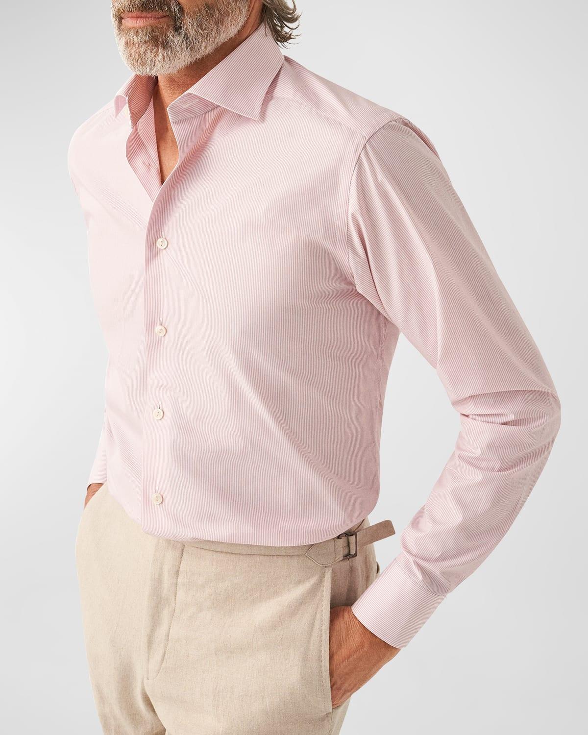 Eton Men's Contemporary Fit Stripe Dress Shirt - Size: 17.5 - PINK Product Image