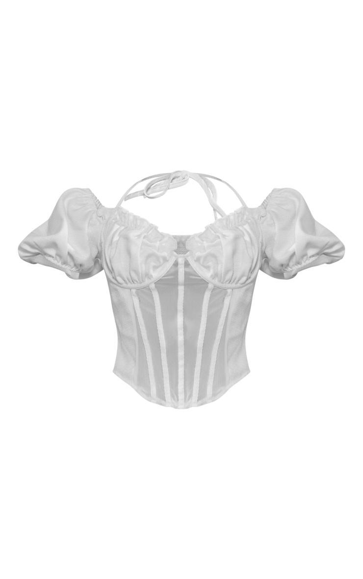 White Halter Neck Bardot Sleeve Corset Product Image