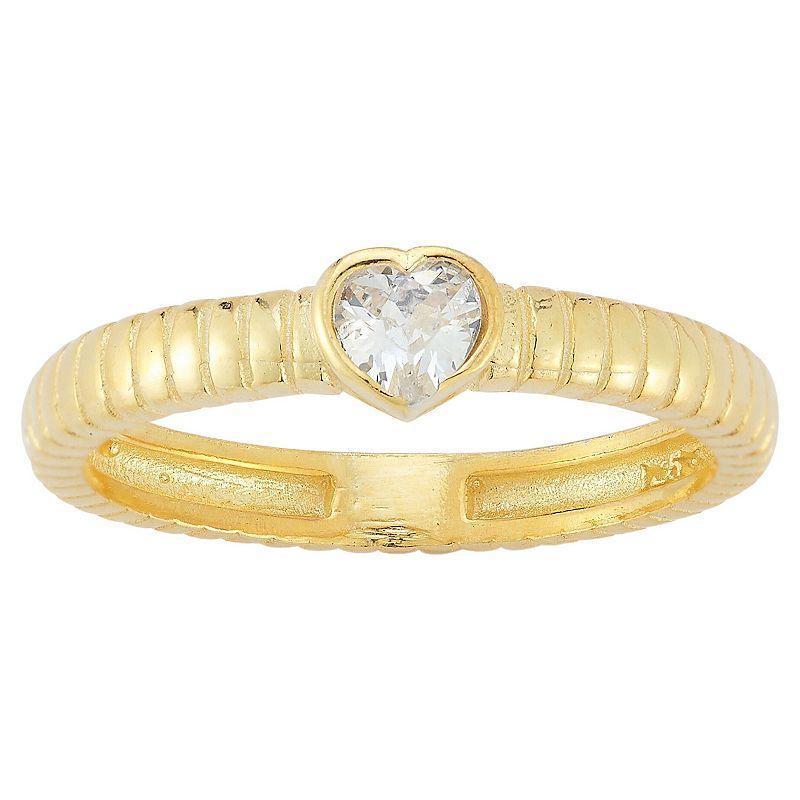 Sunkissed Sterling Cubic Zirconia Heart Ring, Womens Yellow Product Image