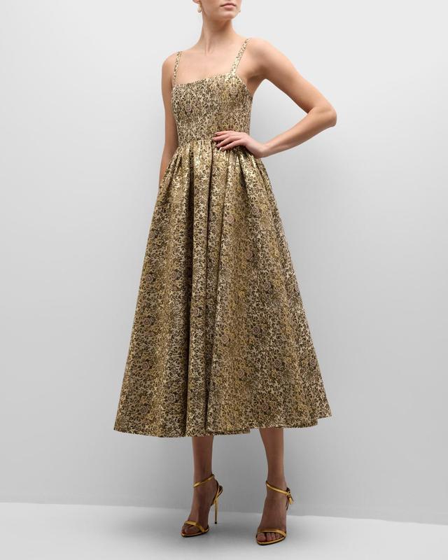 Womens Fay Metallic Jacquard Midi-Dress Product Image