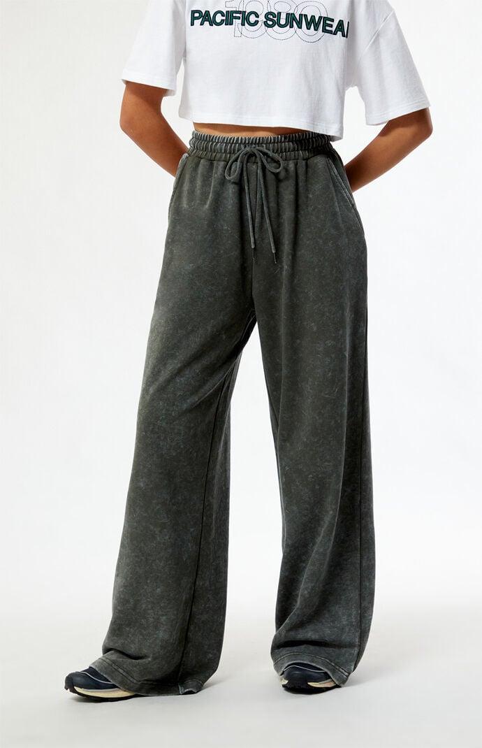 Womens Acid Wash Wide Leg Sweatpants Product Image