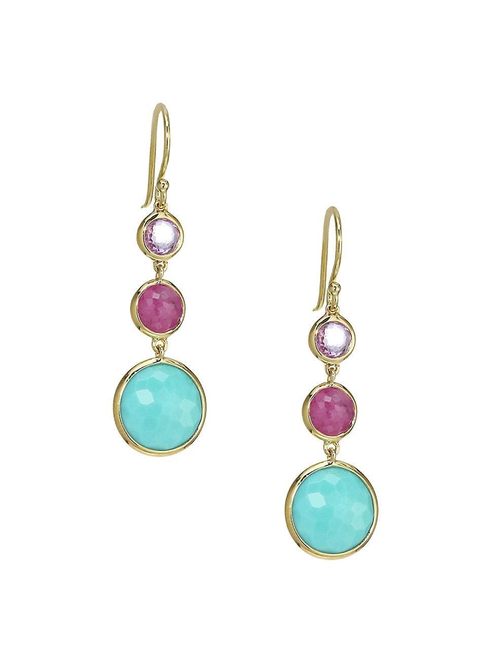 Womens Lollipop 18K Yellow Gold & Multi-Stone Triple-Drop Earrings Product Image