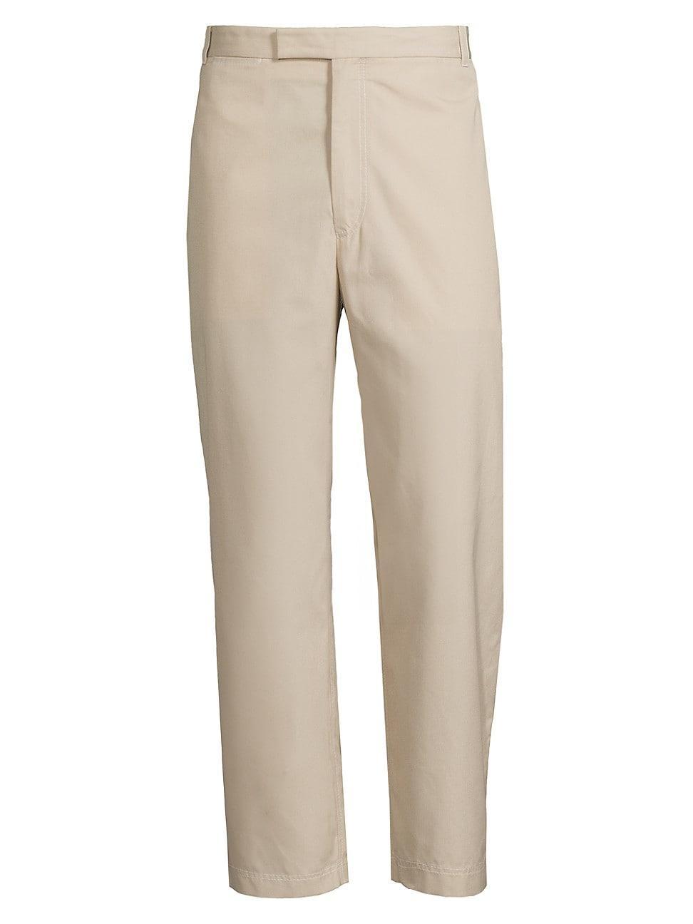 Mens Cotton-Blend Straight-Leg Trousers Product Image