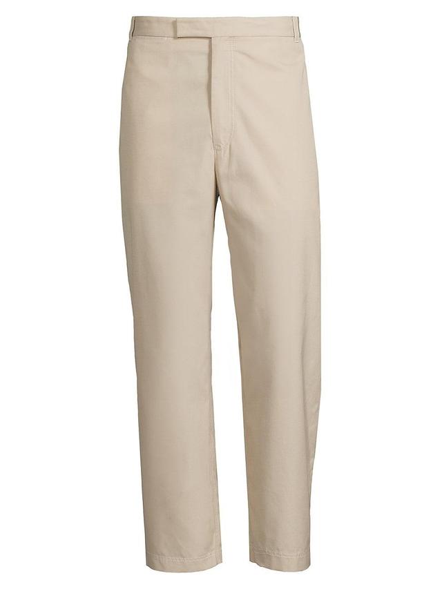 Mens Cotton-Blend Straight-Leg Trousers Product Image