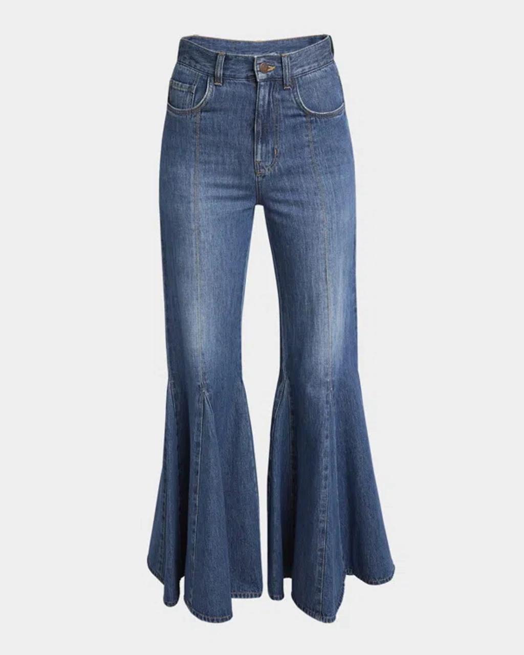 CHLOÉ High-rise Godet Flare Denim Trousers In Blue Product Image